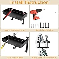 Vista 6 de JUYSON - Soporte para tabla de planchar, juego de plancha y tabla montado en la pared para guardar en la lavandería (negro)