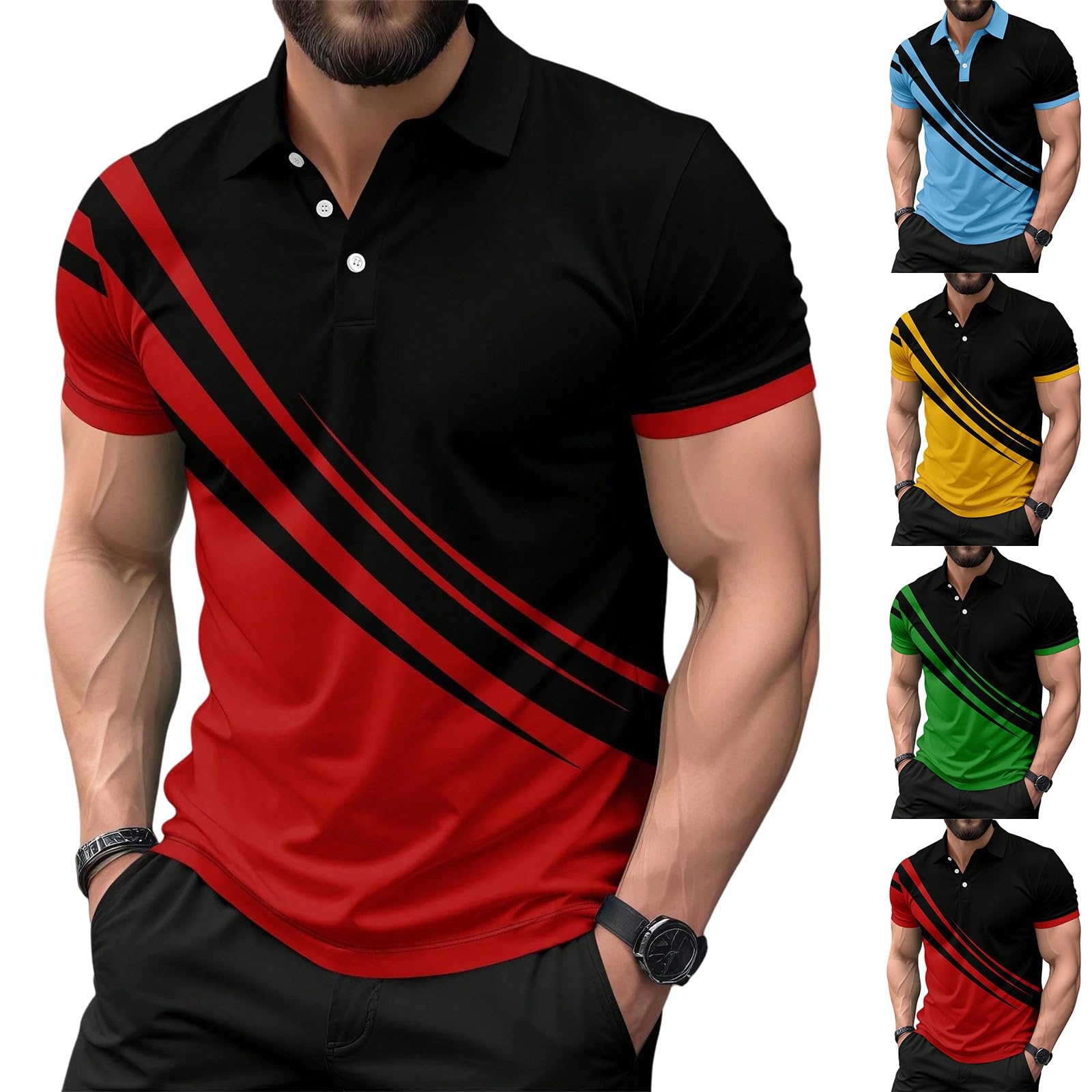 Polo Hombre Manga con Bolsillo en el Pecho Golf Polo Transpirable de Secado Rápido Poloshirt Deporte Hombre Slim Fit Tshirt Verano Camisa Hombre — view 7