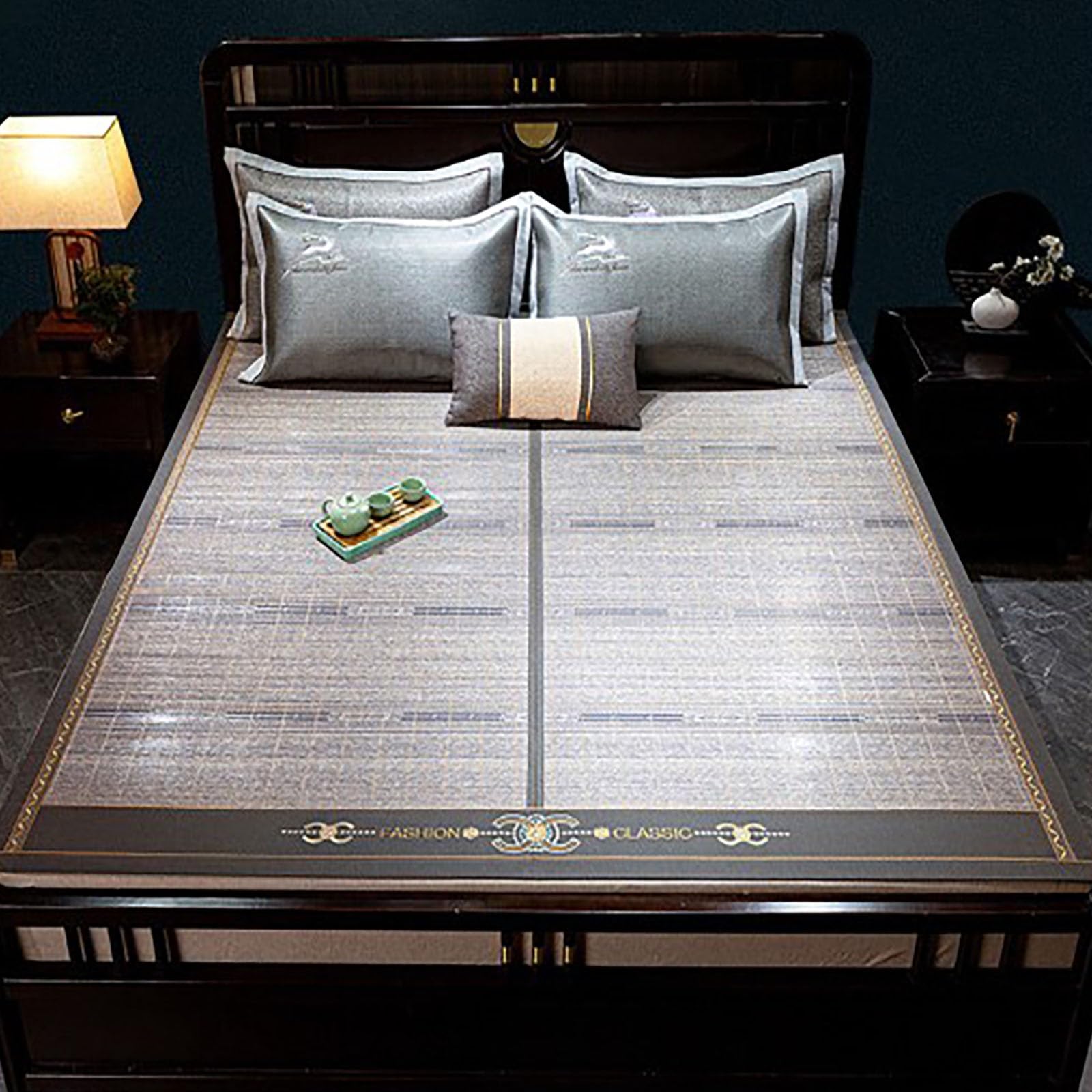 Couvre-matelas rafraîchissant bambou pliable 180x195cm thermorégulation naturelle