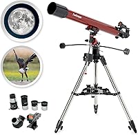 Vista 9 de AmScope Refractor ALT-AZ Telescopio con soporte de azimut de altitud, apertura de 4.016 in, longitud focal de 23.622 in, trípode de acero inoxidable