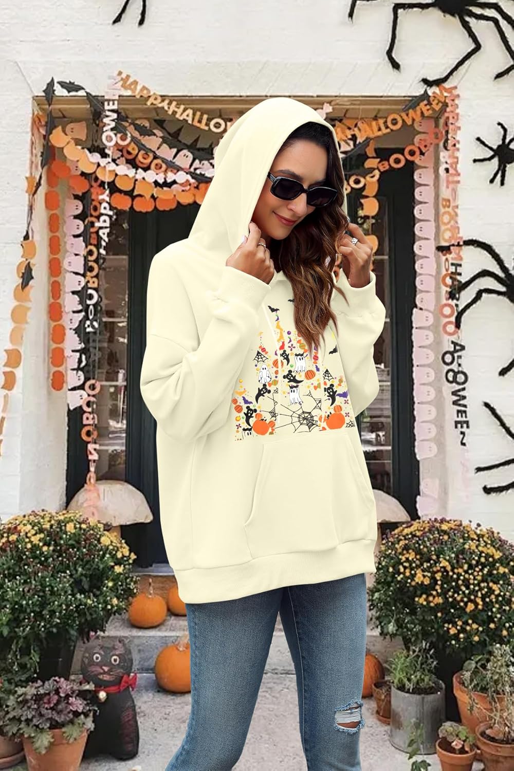 Halloween Sweatshirt for Women Spooky Ghost Hoodie Magic Kingdom Pullover Tops Fall Holiday Long Sleeve Shirt - Image 6