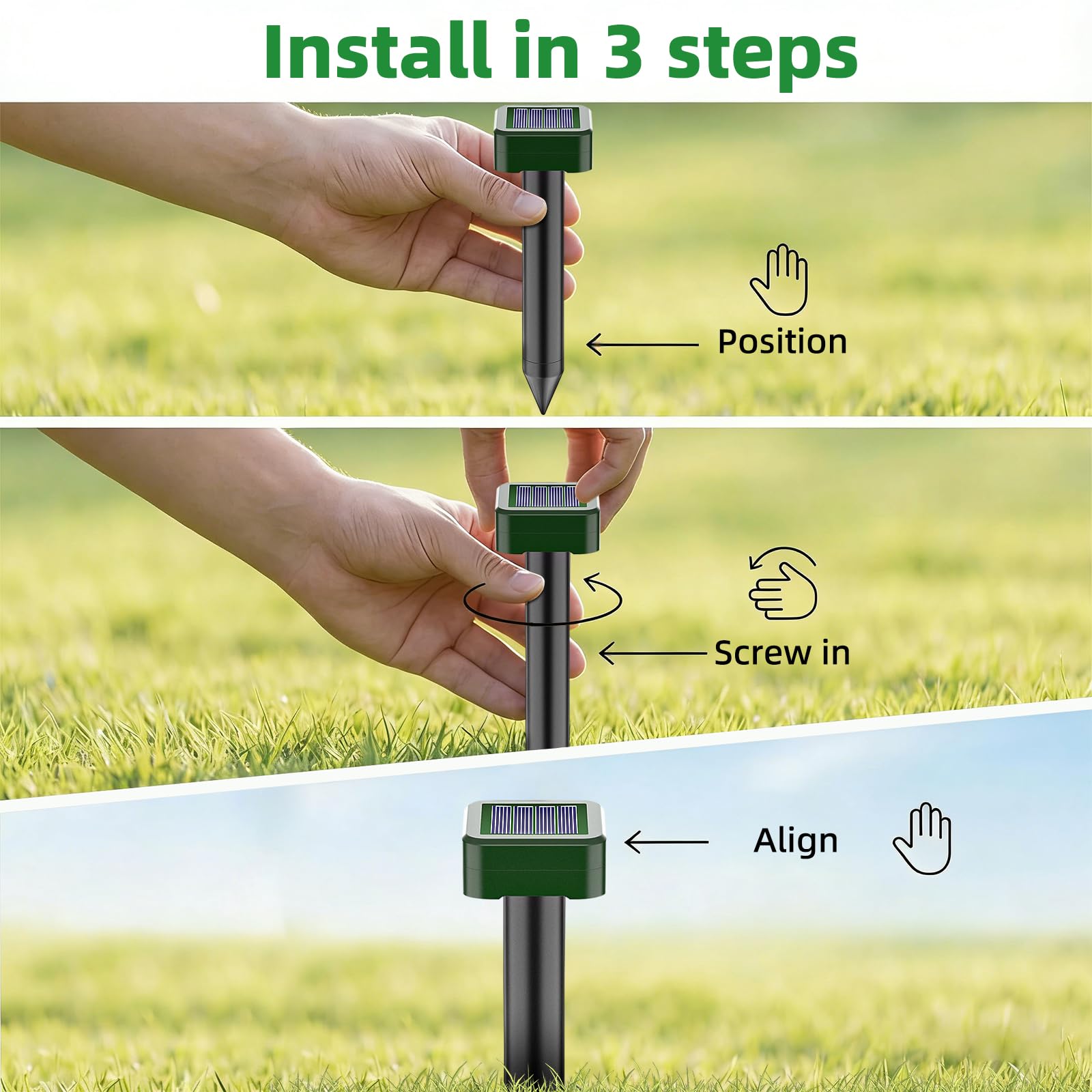 Ahuyentador de Topos Solar 8 Piezas, Ahuyentador de Roedores Solar Ultrasónico Impermeable y Resistente a la Corrosión para Ahuyentar Campañoles, Topos, Serpientes y Lagartos