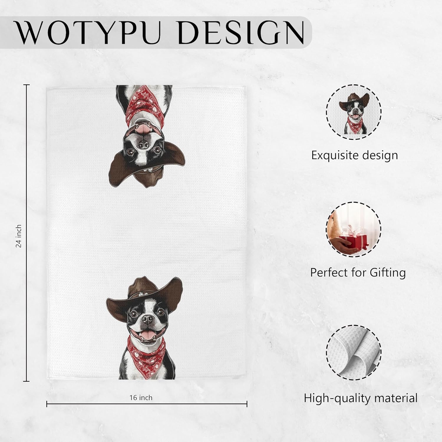 Funny Boston Terrier Gifts Kitchen Towels, Boston Terrier Gifts for Women Dish Tea Towel for Kitchen Decor, Dog Gifts Hand Towels for Bathroom Decor, 16X24 Inch - Image 6