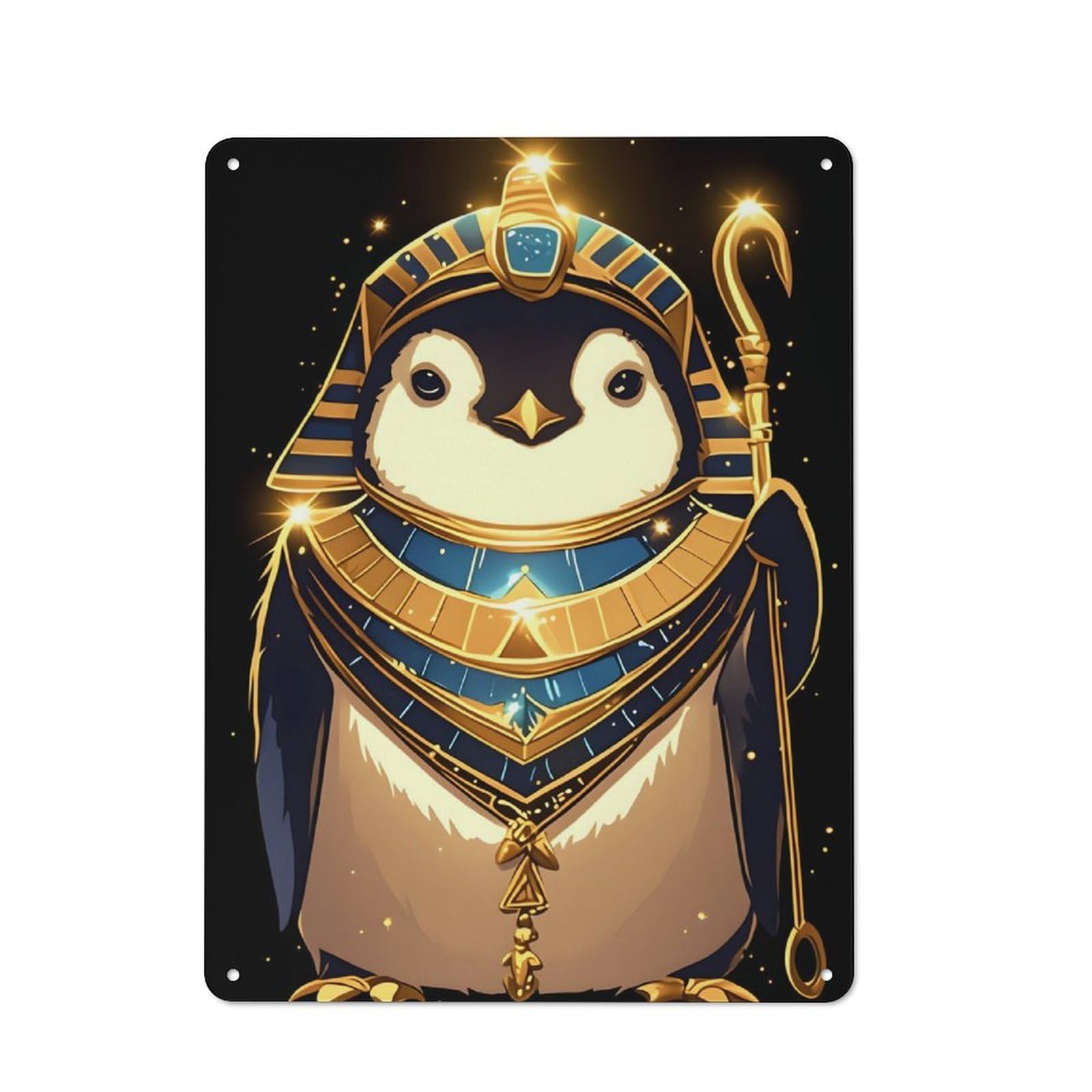 Junmoney Pharaoh Penguin Classic Metal Gift Sign 40X30cm, Small Space Decor For Home, Shop, Pub Or Studio Wall