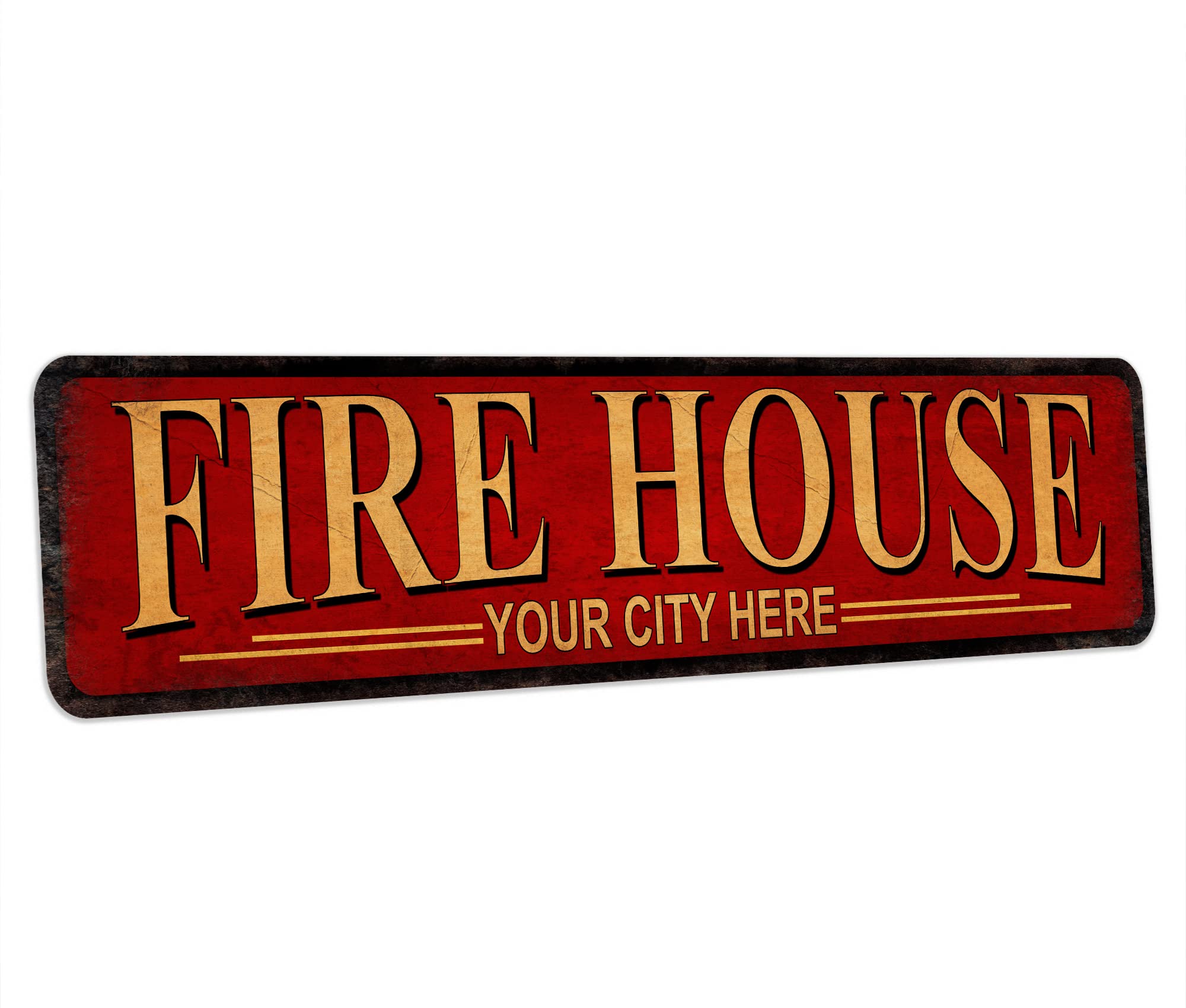 Custom Fire House Sign Firefighter Department Fireman Personalized My City Gift Mancave Red Line Wall Art 4x18 204182002066