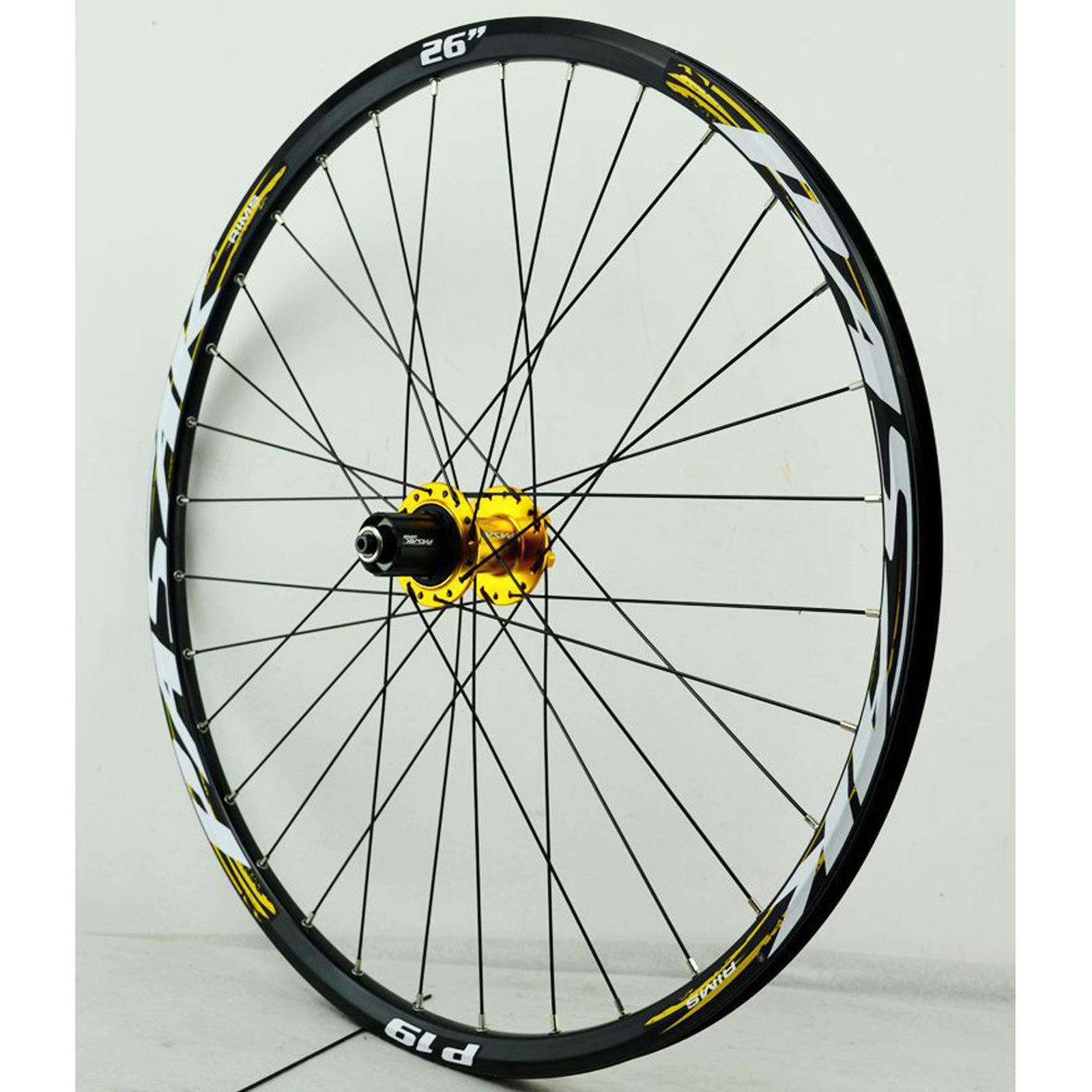 Zestaw kół rowerowych 26/27,5/29", aluminiowe felgi z podwójnymi ściankami, 2-łożyskowe koło przednie, tylne koło z 5 łożyskami, 7-12 biegów, szybkozamykacz.