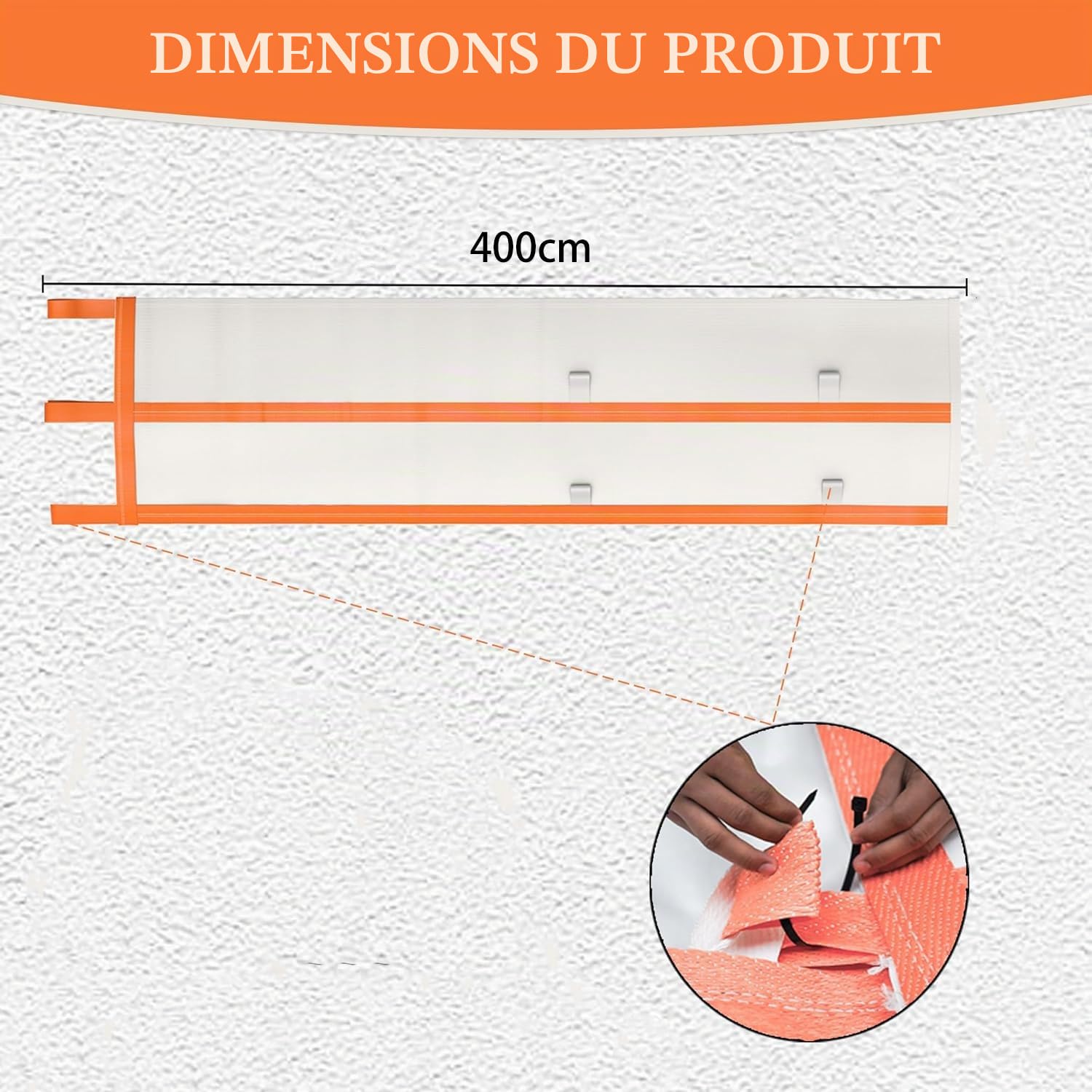 Goulotte à Gravats 400cm,avec 8 Attaches-Câbles,pour Le Transport de Restes de Ciment,Déchets,Orange-Rouge
