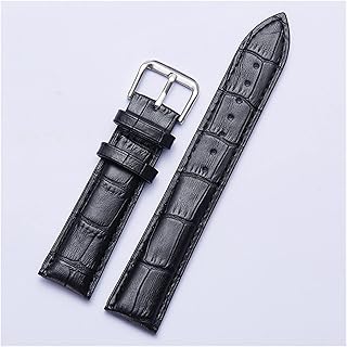 Foreign Genuine Leather Watch Strap 24mm/23mm/22mm/21mm/20mm/19mm/18mm/17mm/16mm/15mm/14mm/12mm Watch Band Belt Watchband Leather (Band Color : Black, Band Width : 17mm)