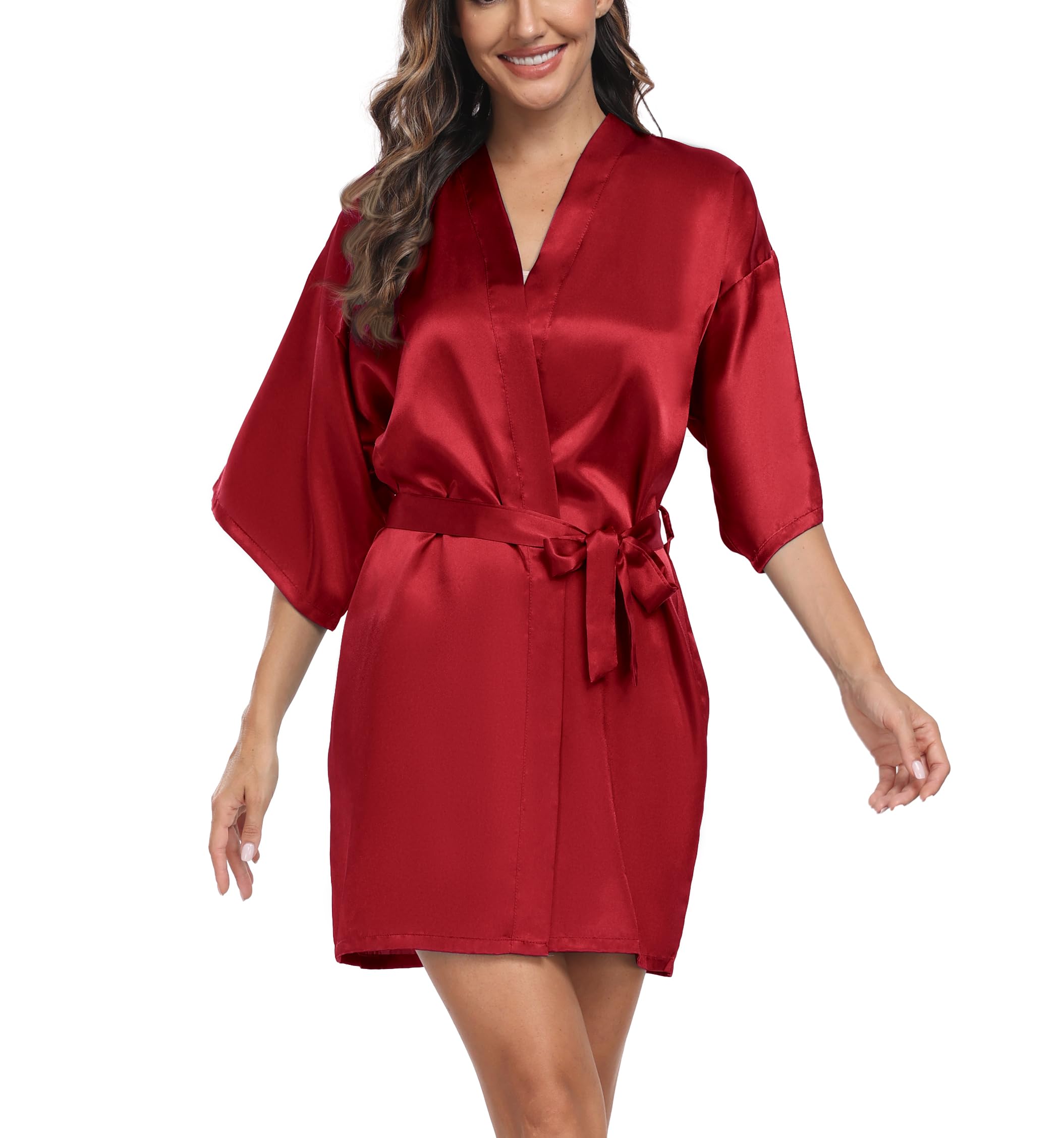 Trek Forte Accappatoio Corto da Donna in Raso Vestaglia Donna Kimono Sexy Pigiama Vestaglia Sposa e Damigelle