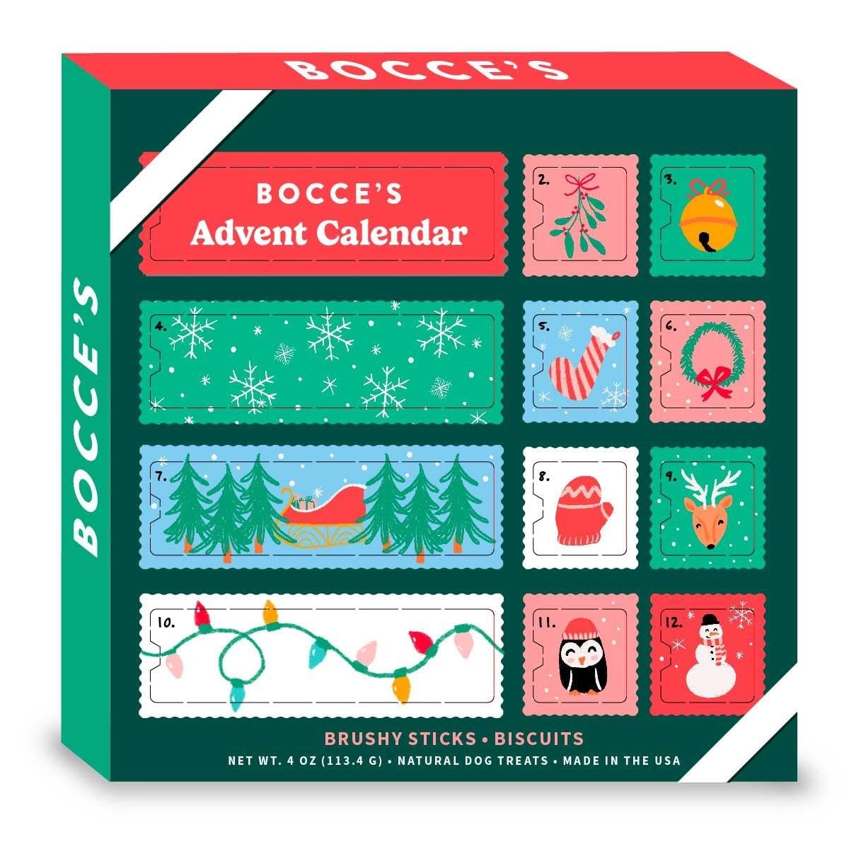 Bocce's Bakery Dog Treats Advent Calendar 2024, Includes Natural Treats, Dog Biscuits, and Dental Sticks, 3.5 oz