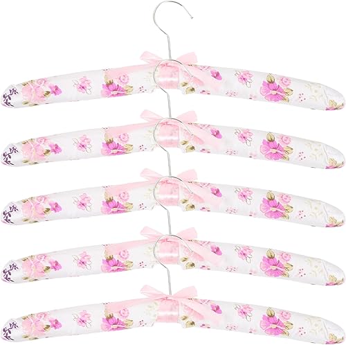 VILLCASE 5 perchas de ropa, ropa de alta resistencia, colgador acolchado decorativo para ropa de mujer, suéteres, vestidos, bodas