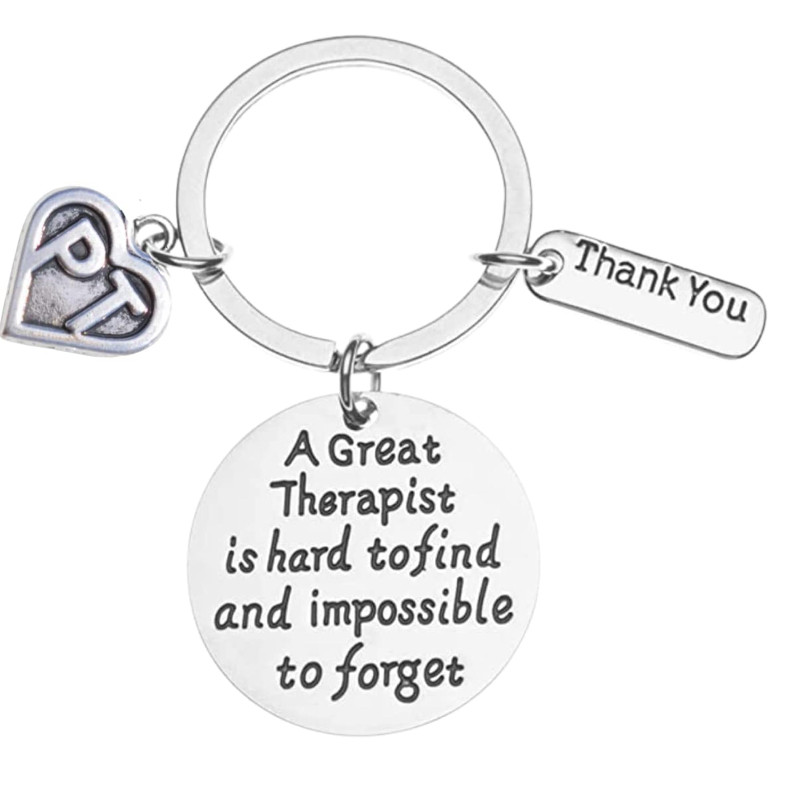 Physical Therapy Keychain - Physical Therapy Jewelry - Gifts for Physical Therapists, A Great Therapist is Hard to Find but Impossible to Forget