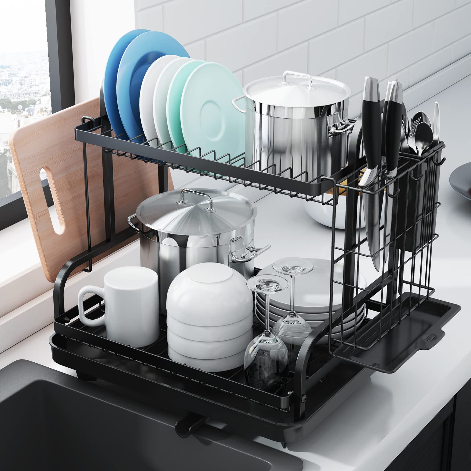 Photo 1 of Sakugi Dish Drying Rack- 2-Layer Stainless Steel Dish Rack and Drainboard Set with Drainage,ZZLJ2
