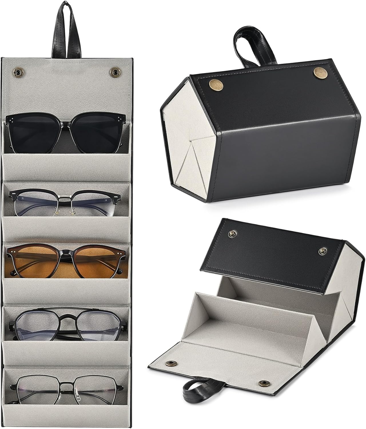 shopping mart sunglasses organizer with 5 slots, scratch-proof eyewear storage box, hanging space-saving glasses case with multiple slots, unisex eyeglasses organizer(1 pcs)(13 x 17.5 cm)-picture-48