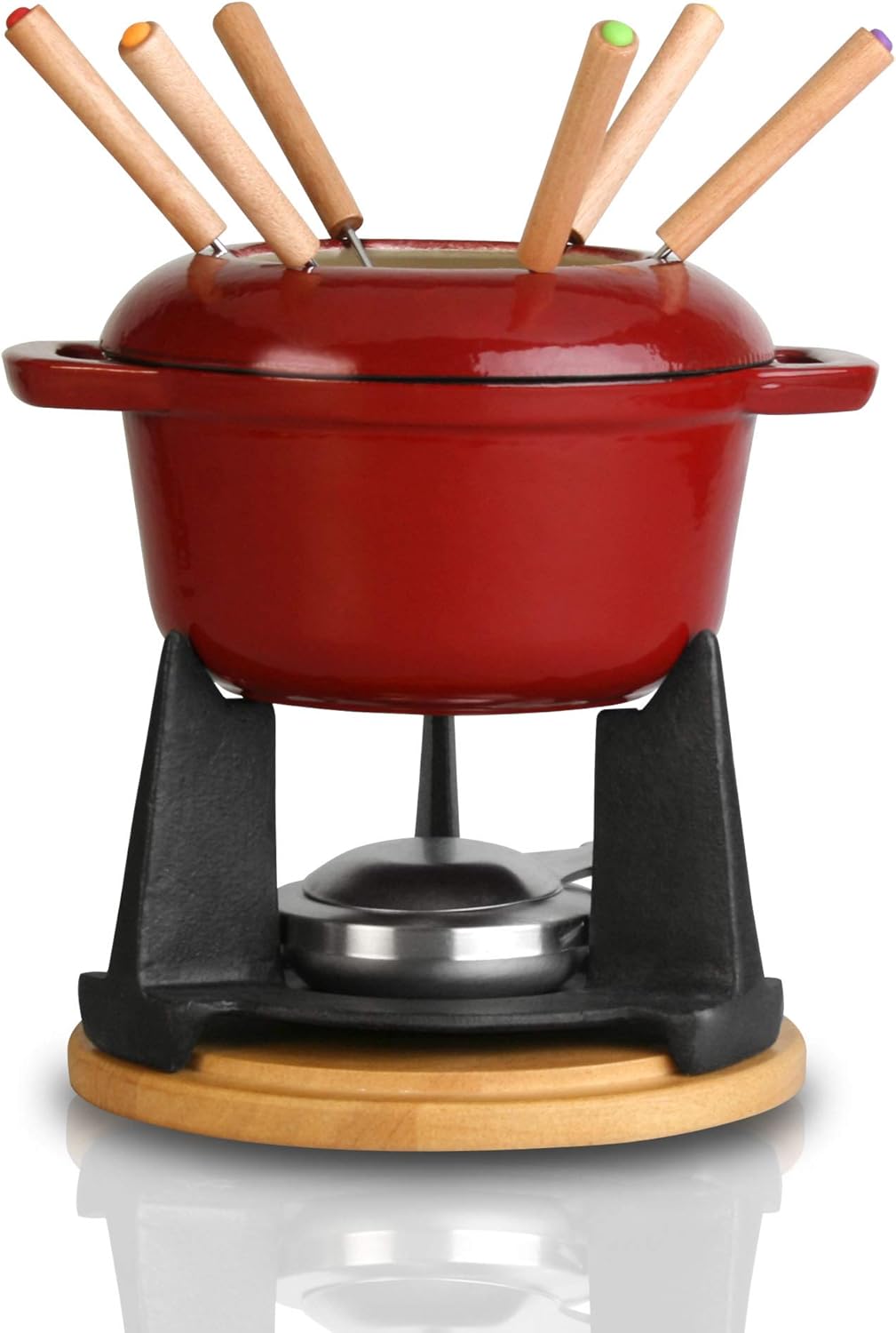 Artestia Cast Iron Fondue Set, 11Piece, Serve 6 Persons