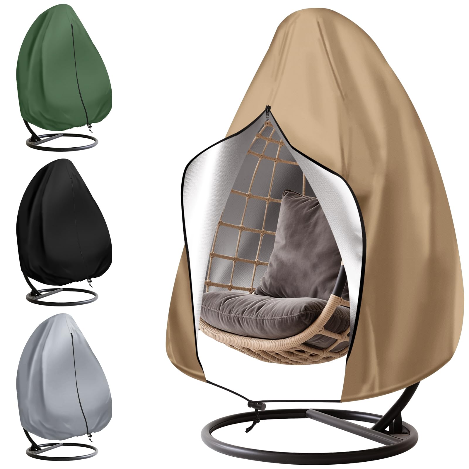 Hängesessel Abdeckung Hängestuhl Schutzhülle B115xH190cm mit Tasche | 3000mm Wasserdicht, UV-Beständig, 210D Oxford Reißfest Stuhlschutz, Abdeckplane für Hängekorb, Terrassen-Eierstuhl-Abdeckung