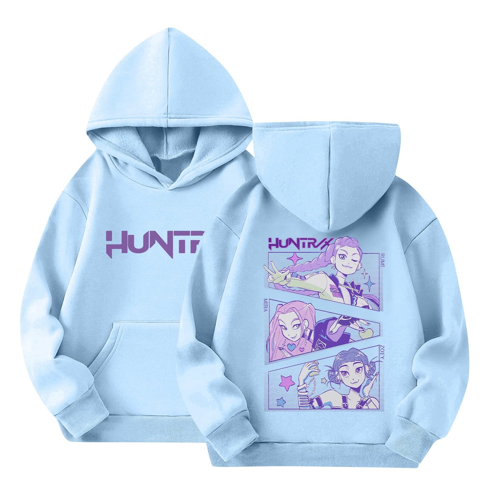 BCFSITNBH Huntrix Hoodies Girls Vintage Y2k Pullover Huntrix Huntr/X Hip Hop Streetwear Oversized Fashion Long Sleeve Hooded Sweatshirt for Kids