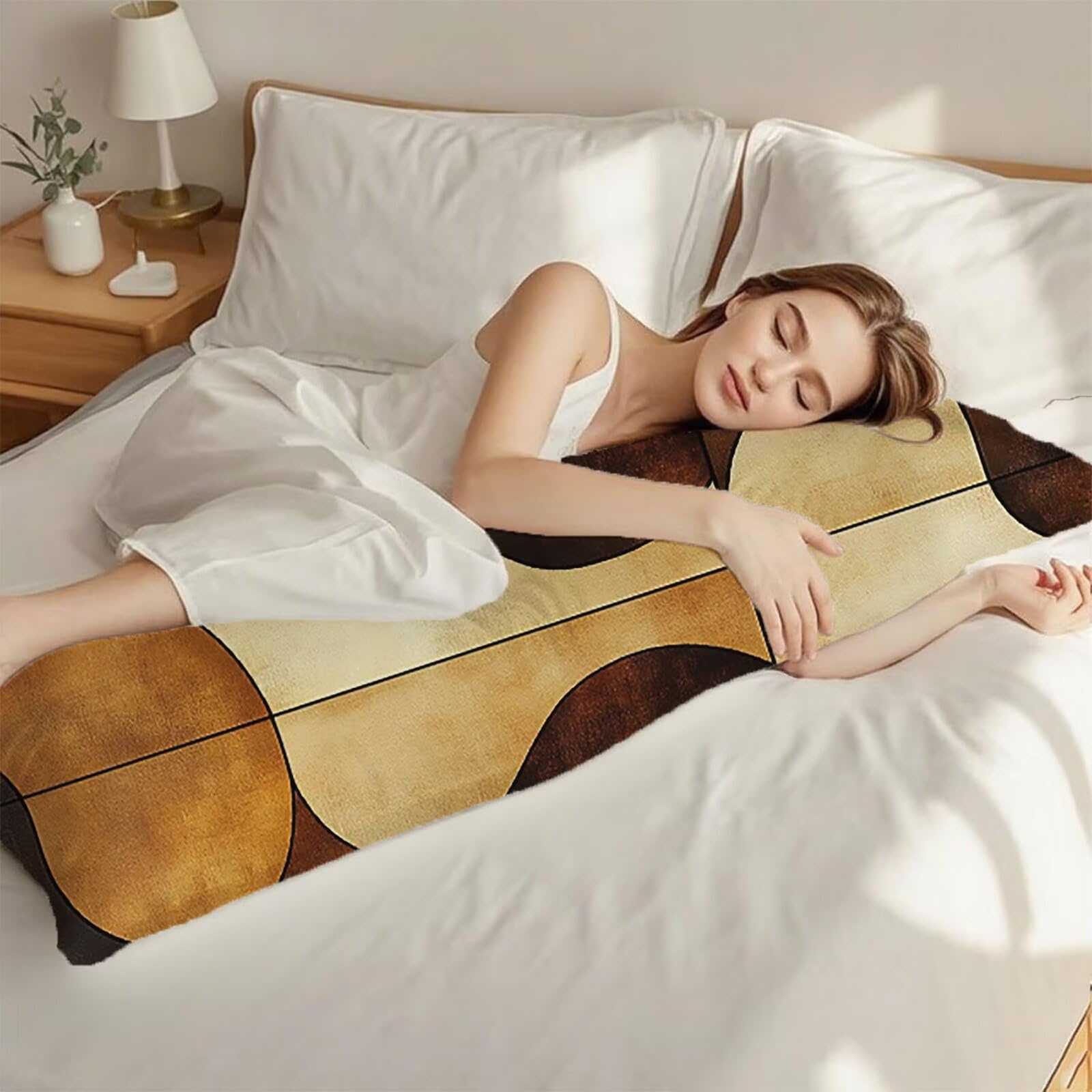 Federe Cuscini Marrone Federe Cuscino Letto Beige60x180cm Lino Copricuscini, Divano Morbida e Traspirante Stampa Fronte-Retro Con Invisibile Cerniera Ecologica e Lavabile per Letto o Divano C0C183