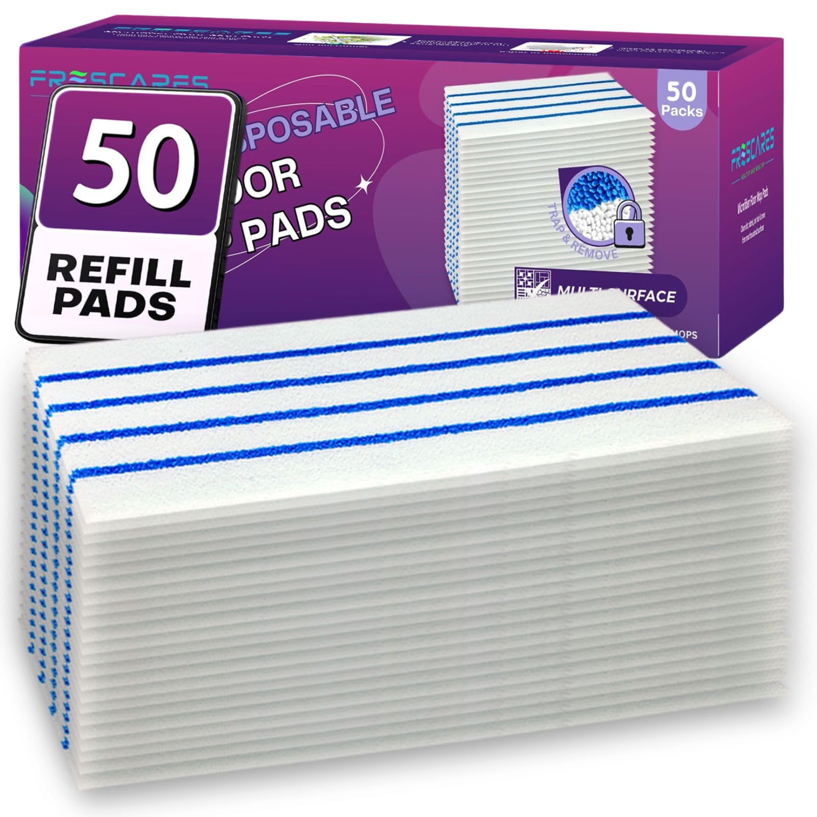 Frescares 50 Almohadillas De Microfibra Semidesechables Multisuperficie Compatibles Con Swiffer Wetjet Y Todas Las Húmedas 10 a 11 Pulgadas, Gruesas Absorbentes