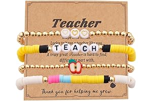 Summer Gifts for Teachers: Heishi Beaded Stretch Bracelets with Polymer Clay Beads