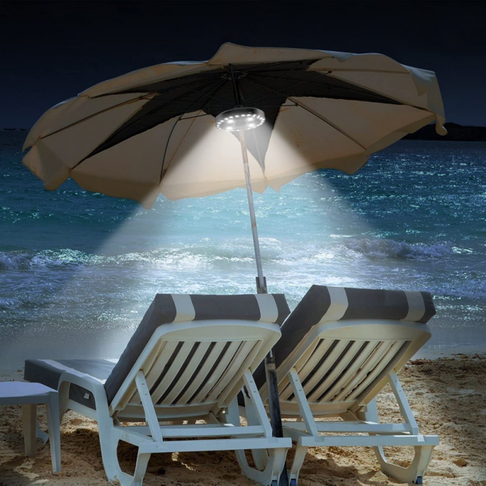 10 Pièces Lumières de Parapluie de Patio, 28 Lumières LED à 200 LM, 4 Piles AA, Lumière de Tente de Camping, pour Patio, Piscine, Terrasse, Décor D'arrière-Cour (Color : Silver)