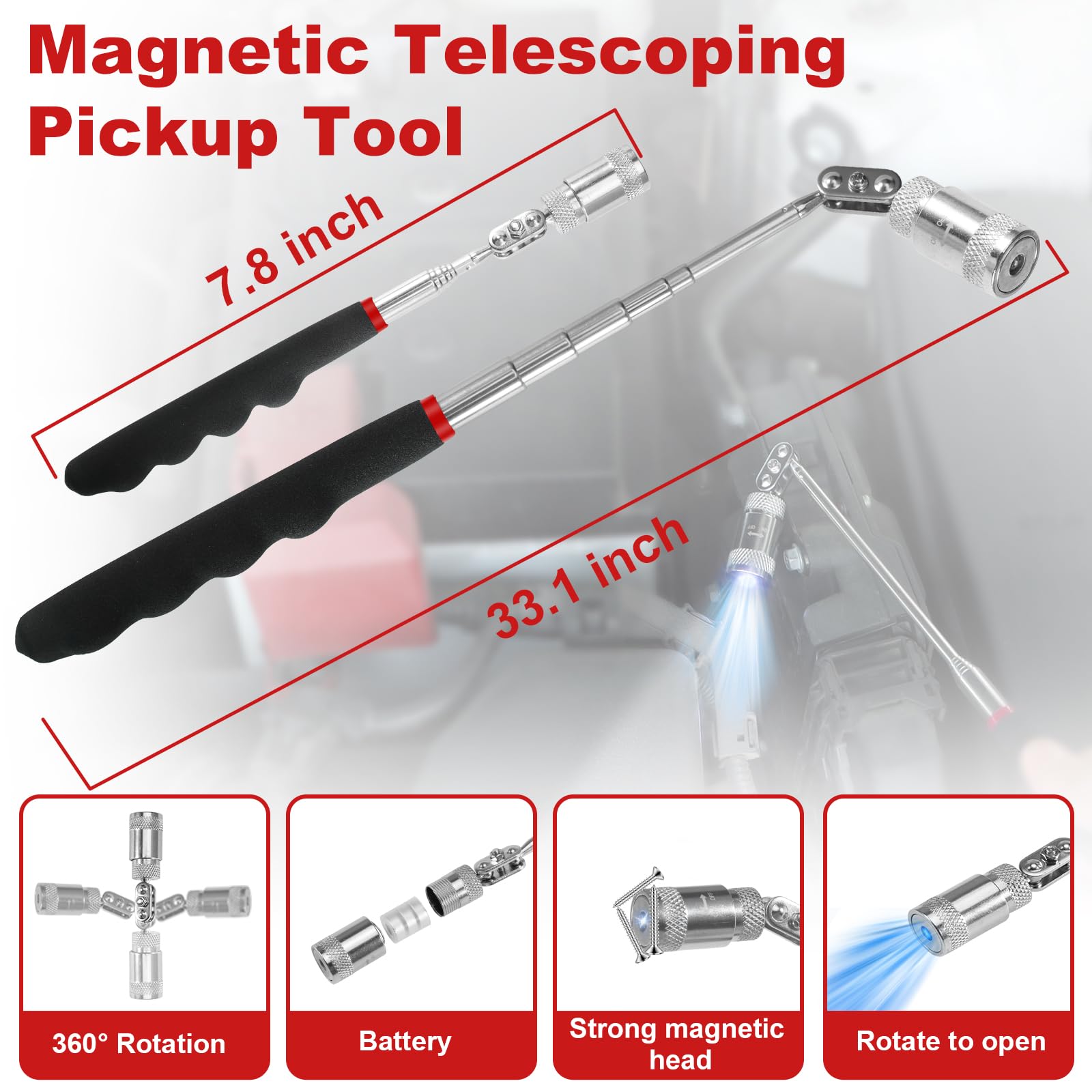 XBVV 17-teiliges Pick Und Haken Set - Präzisionswerkzeuge Für Auto & Elektronik | Mit Magnet-Teleskop