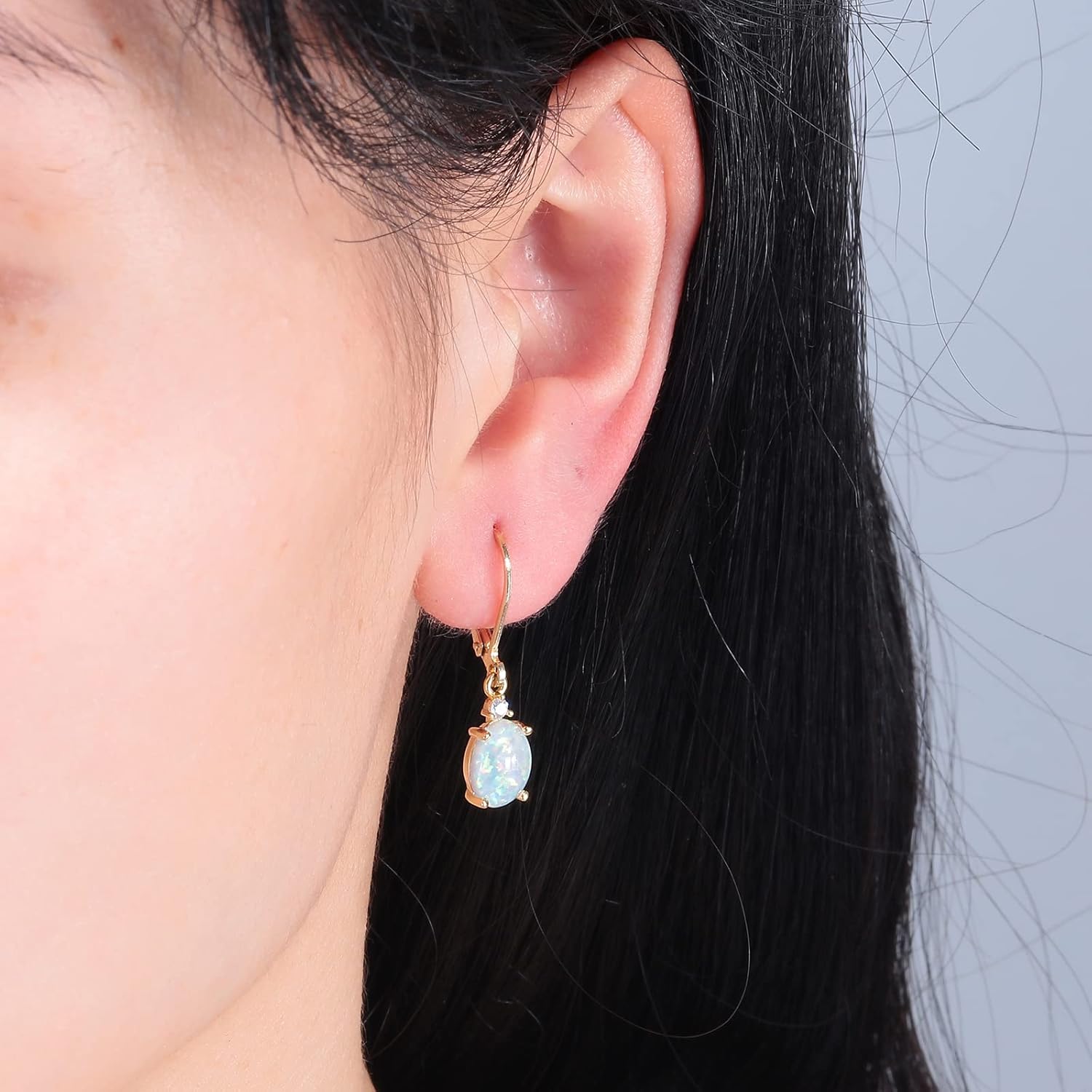 CiNily Opal Dangle Earrings for Women Trendy 14k Gold Plated Drop Dangle Earrings Created Fire Opal Drop Earrings Hypoallergenic Birthstone CZ Earrings Jewelry Gifts for Men Teen Girls - Image 2