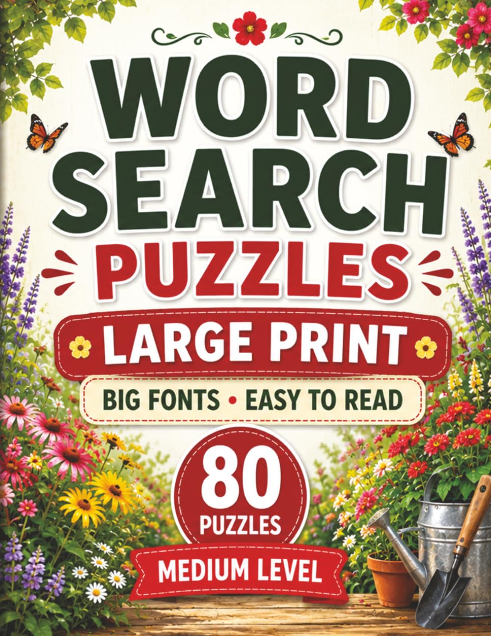 Amazing Garden Word Search Large Print: 80 Medium-Level Garden-Themed Puzzles with Big Fonts for Adults and Seniors