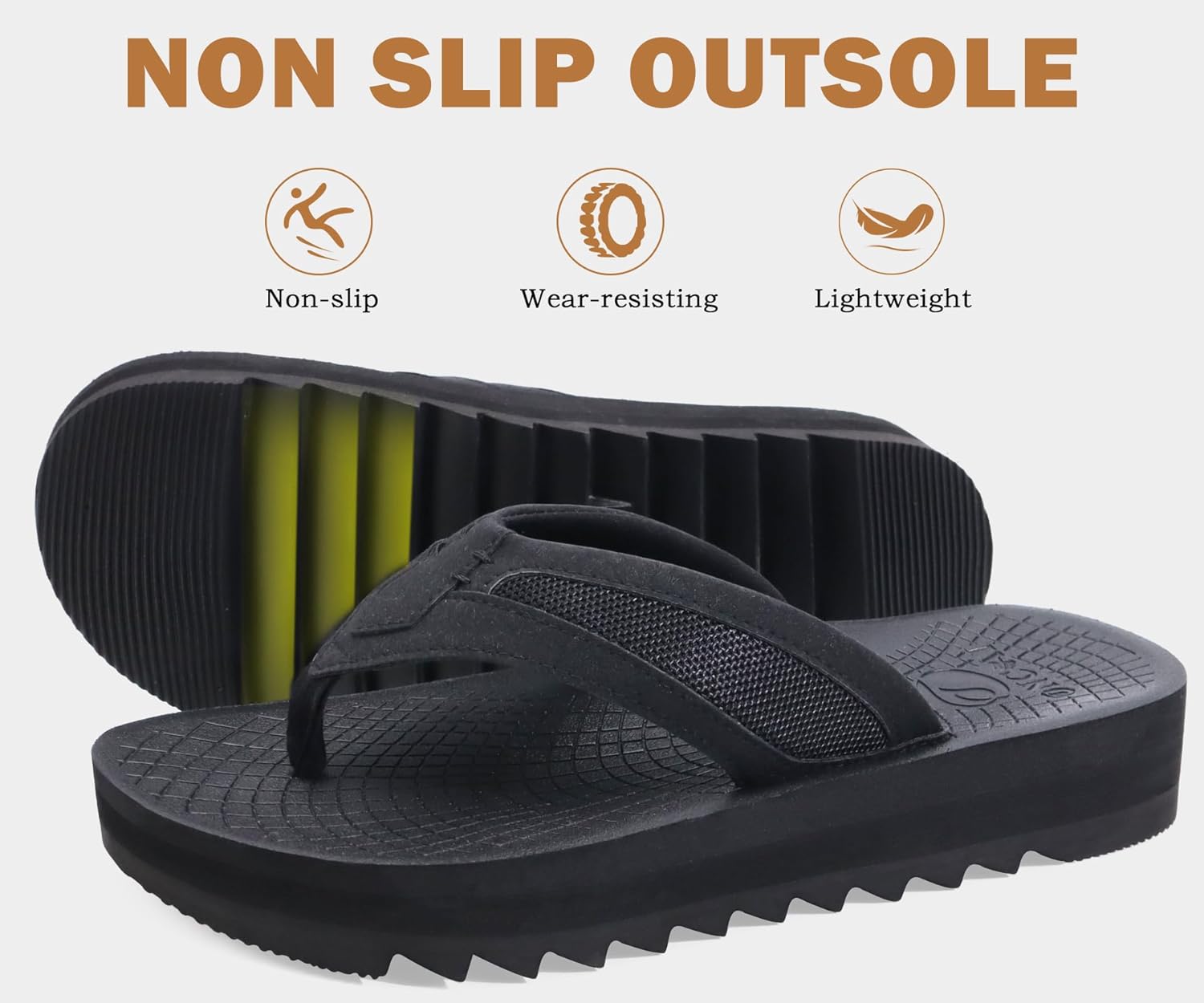 ONCAI Men's Flip Flops with Arch Support Orthotic Cushion Recovery Walking Slide Sandals for Men with Platform Summer Comfortable Soft Rubber Soles（US Size 7-15） - Image 3