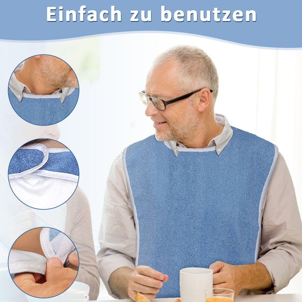 4 sztuki śliniaków dla dorosłych, śliniaki dla seniorów, wielokrotnego użytku, nadają się do prania, regulowany, wodoszczelny, dla dorosłych, unisex, ochrona odzieży dla matki, ojca,