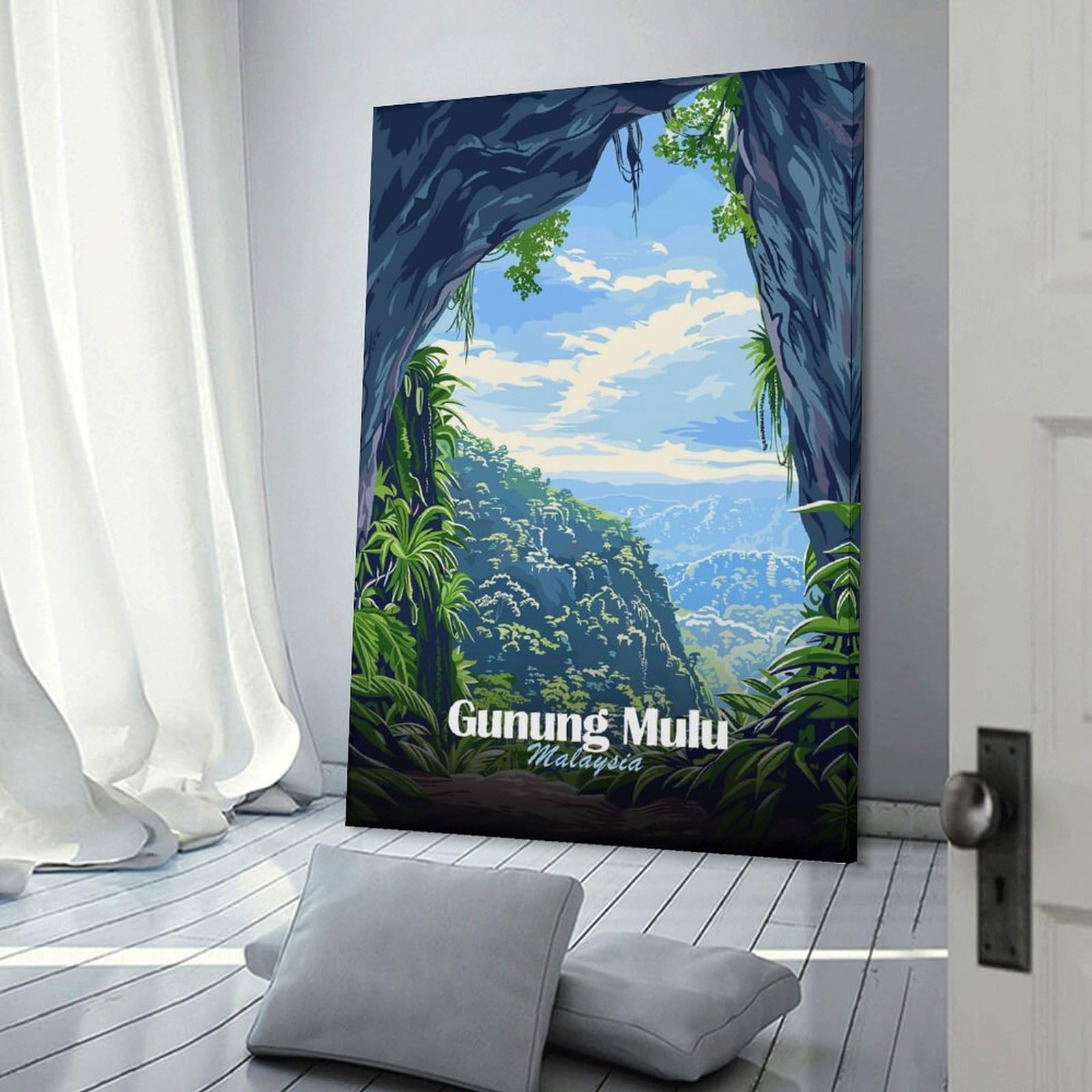 Junmoney Canvas Wall Art Gunung Mulu Malaysia Landscape Art, 08x12inch(20x30cm), for Lounge Decor, Bedroom Walls Or Flats, A Home Accent with Warm Character