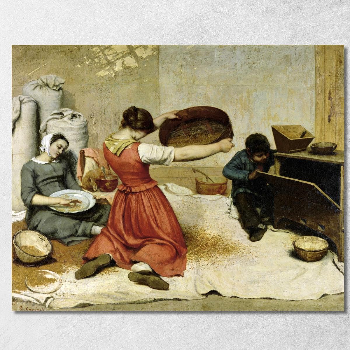 Tableau Gustave Courbet Les tamiseurs de blé pour décorer un grand salon chic