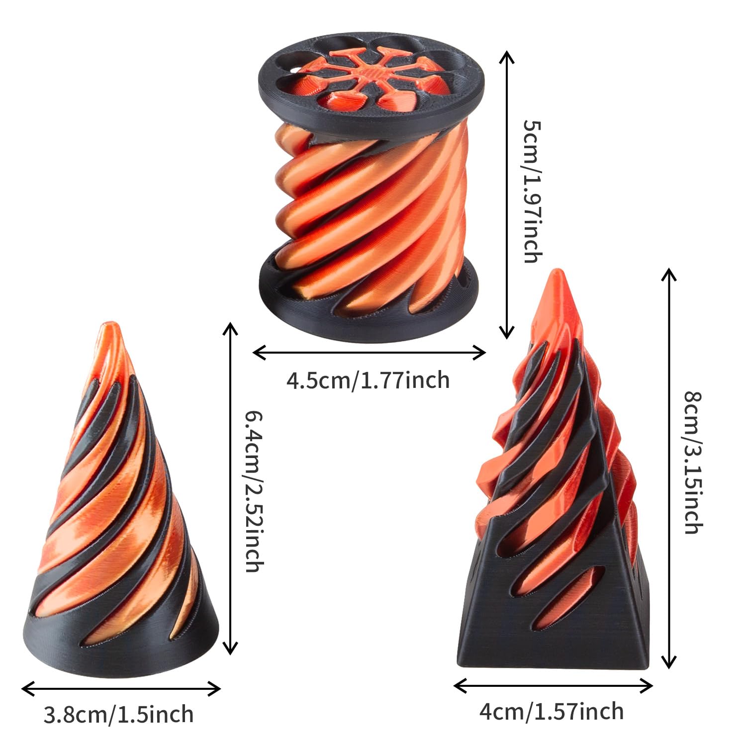 Chennyfun – Set De 6 Cônes Impossibles Imprimés En 3D – Jouet Anti-stress Spiralé – Déco De Bureau Et Cadeau Pour Tous âges
