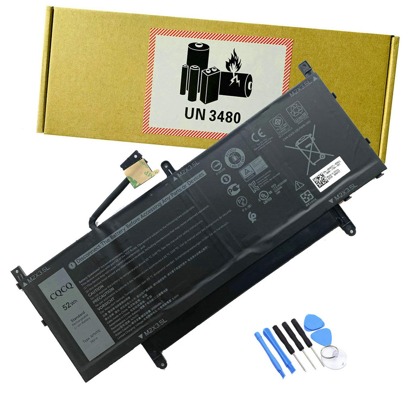 CQCQ N7HT0 Battery for Dell Latitude 9510 2-in-1 Series Notebook 08NFC7 N2NLL 0PKW00 TVKGH 089GNG 0H