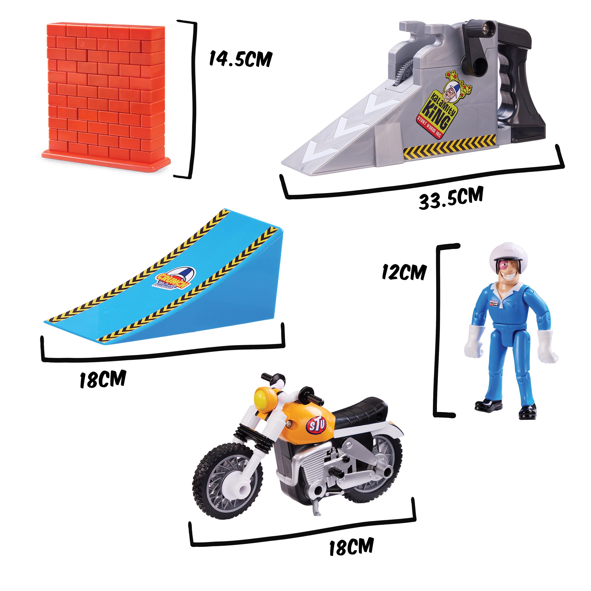 BANDAI - Stuntman Stu - Moto Nitro Boost - Jouet pour réaliser des Cascades - Figurine Cascadeur Inclus - Jeu de Crash avec véhicule et Accessoires - Jouet Enfant 4 Ans et + - COSS8201
