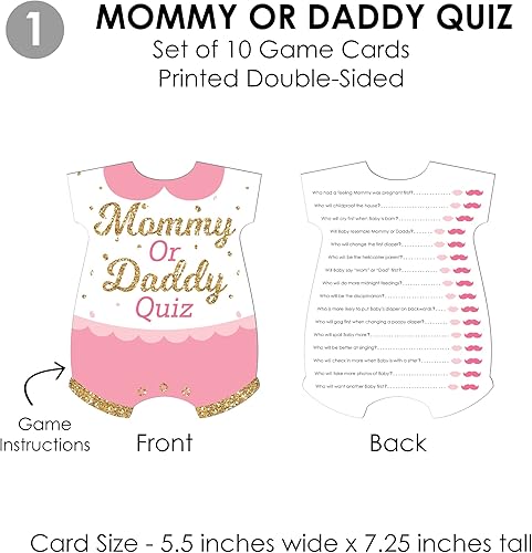 Miniatura 4 de Big Dot of Happiness Hello Little One - Rosa y dorado - 4 juegos de baby shower para niñas - 10 cartas cada uno - Paquete gamerific