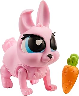 Jiggly Pets by Eolo JP014 Jiggly Pets Pixie The Rabbit with Jumping Movement inbuilt Sounds and Music Electronic and Interative Animal Carrot Toy for Feeding