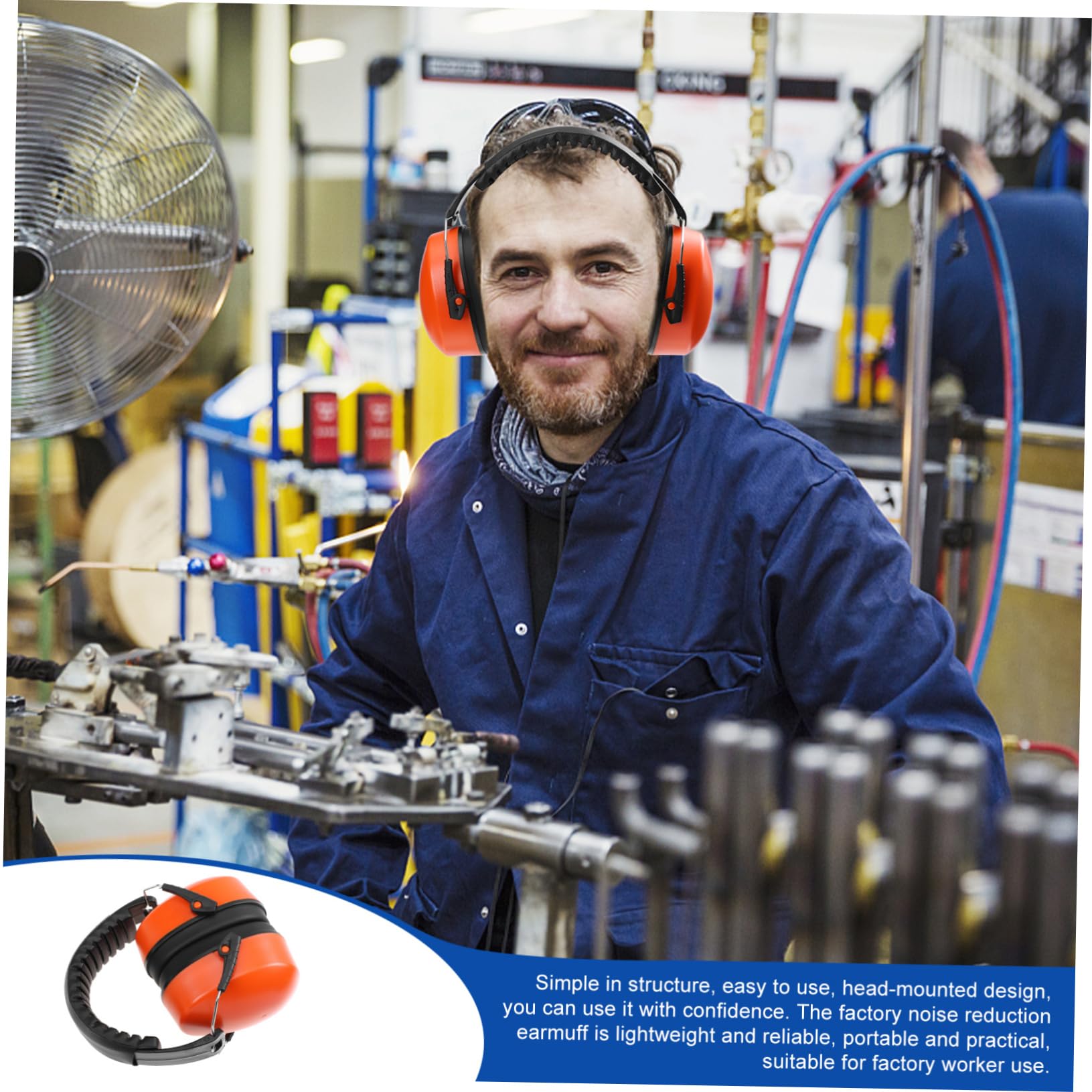 SHINEOFI 2 Pezzi Cuffie Protettive Antirumore Leggere per Lavoratori Isolamento Earmuffs per Riduzione Del Rumore Industriali Design Head Mounted Facili da Trasportare