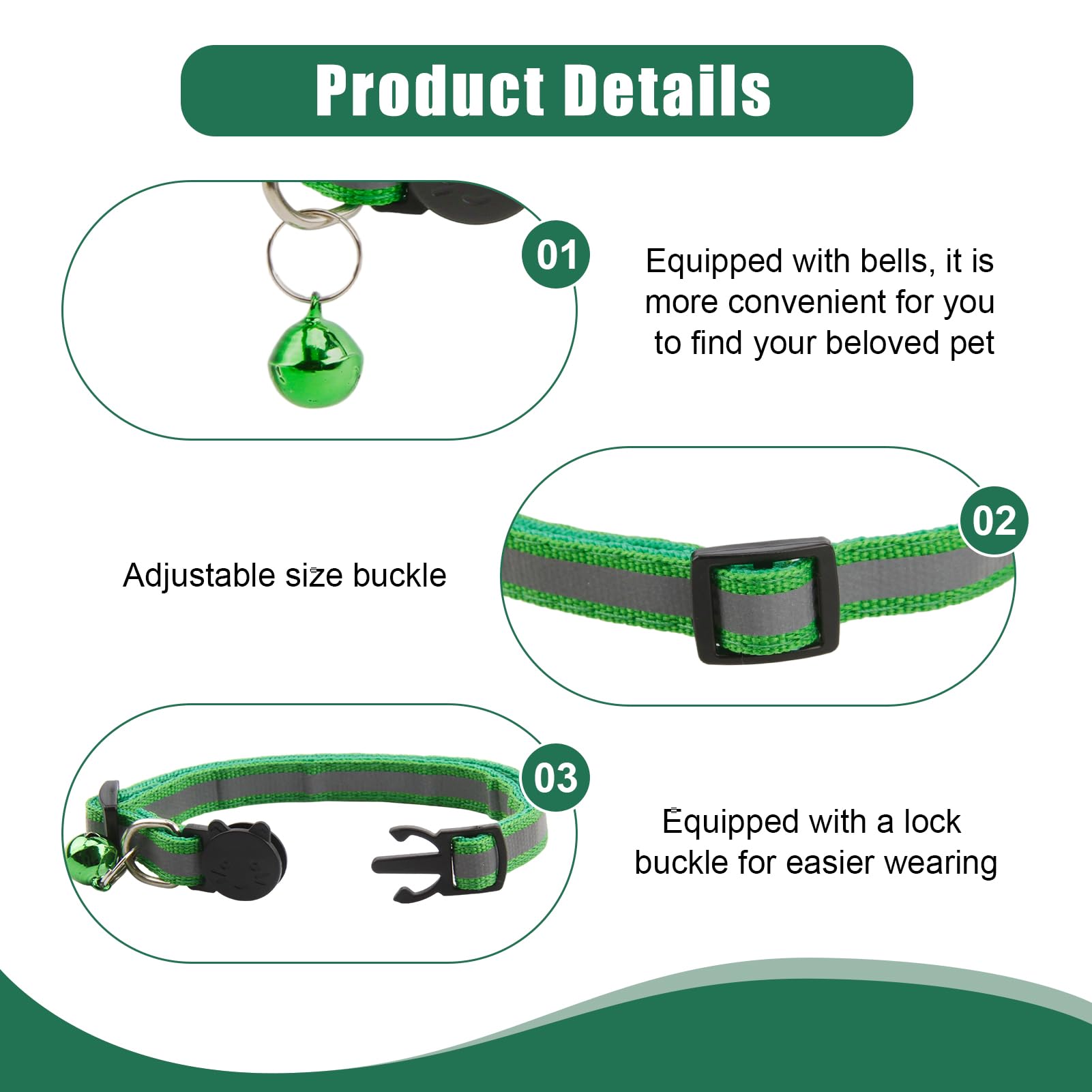 4Pcs Black Cat Collars Quick Release with Strap and Bell,Quick Release Safety Buckle for Kittens and Adult Cats,Soft Comfortable Fabric - Image 3