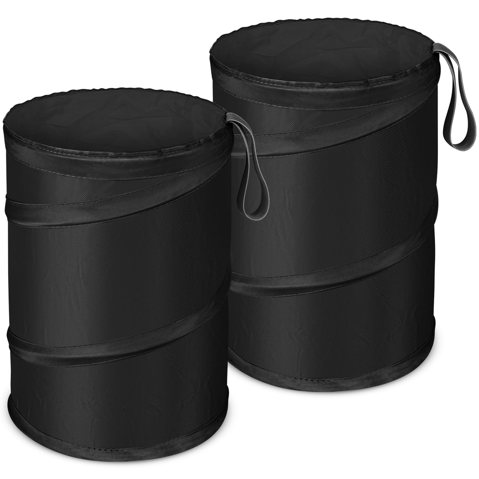 Kincown Car Trash Bin, 2 Packs Pop-up Car Trash Can, Medium-Sized Collapsible Garbage Can with Elastic Band Hanging, Double-Layer Washable Vehicle