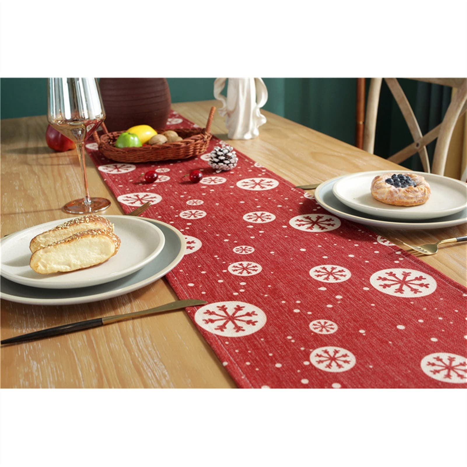 Elegante y lujoso Decoración De Navidad Tabla De Mesa Corredor Verde Árbol De Navidad Grueso Algodón Lino Mesa De Comedor Tabla De Té /TELEVISOR Mantel De Gabinete Regalos navideños(C,30*260cm)