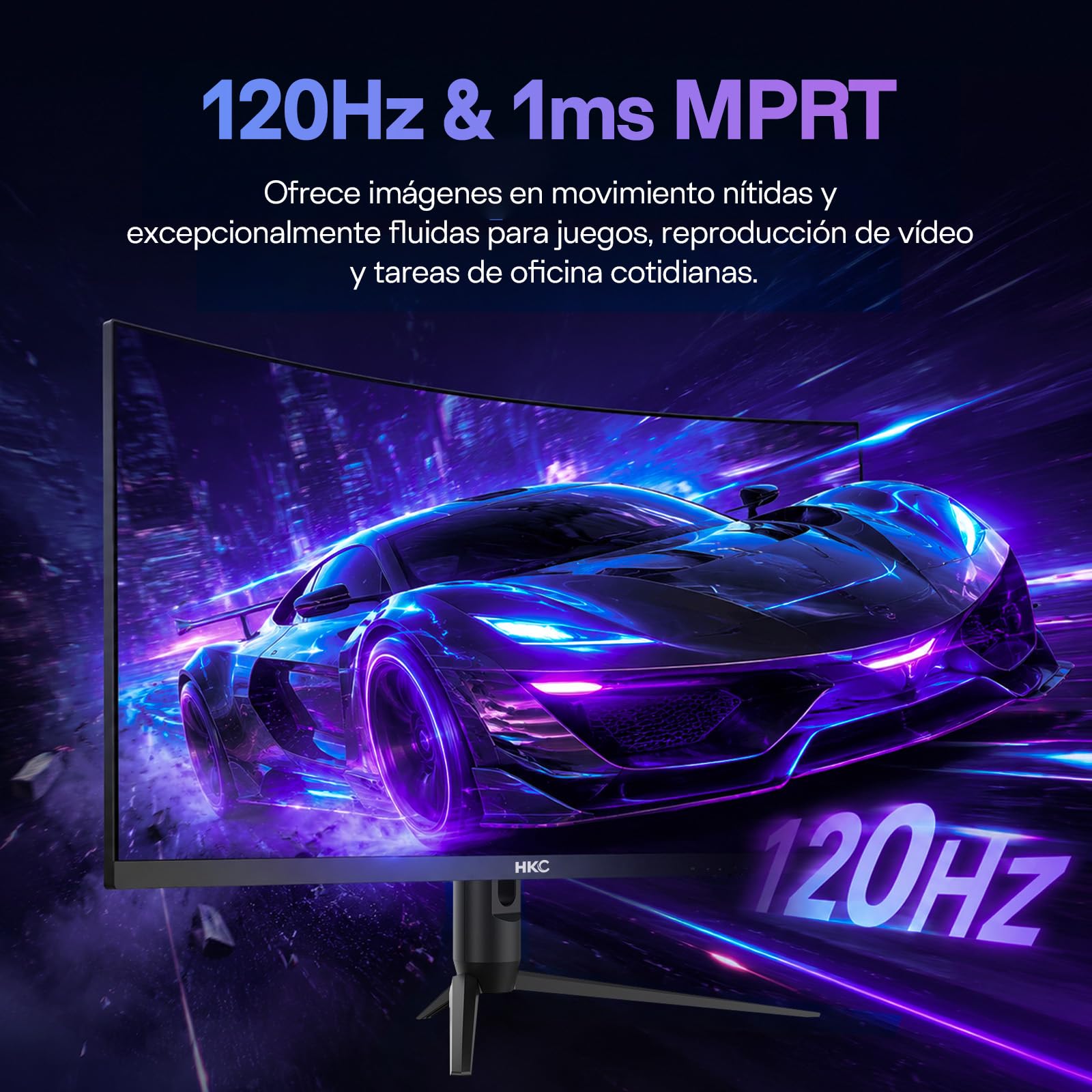 HKC Curvo Monitor Gaming 34 Pulgadas UWQHD(3440x1440) VA 120Hz, 1ms MPRT