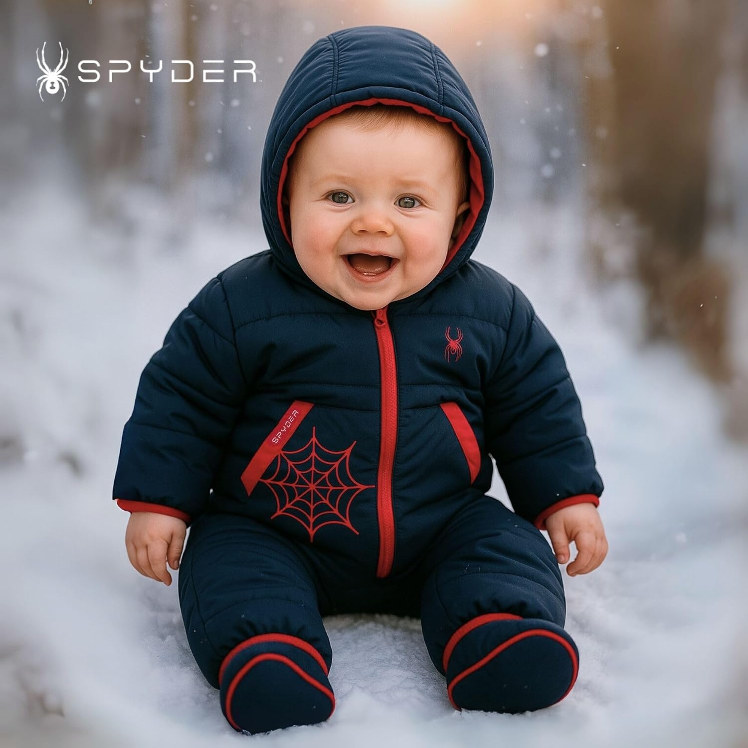 Spyder Baby Snow Suit - Fleece Lined Zip Snow Pram, Baby Snowsuit for Infants for Winter for Boys and Girls, Sizes 0-24M