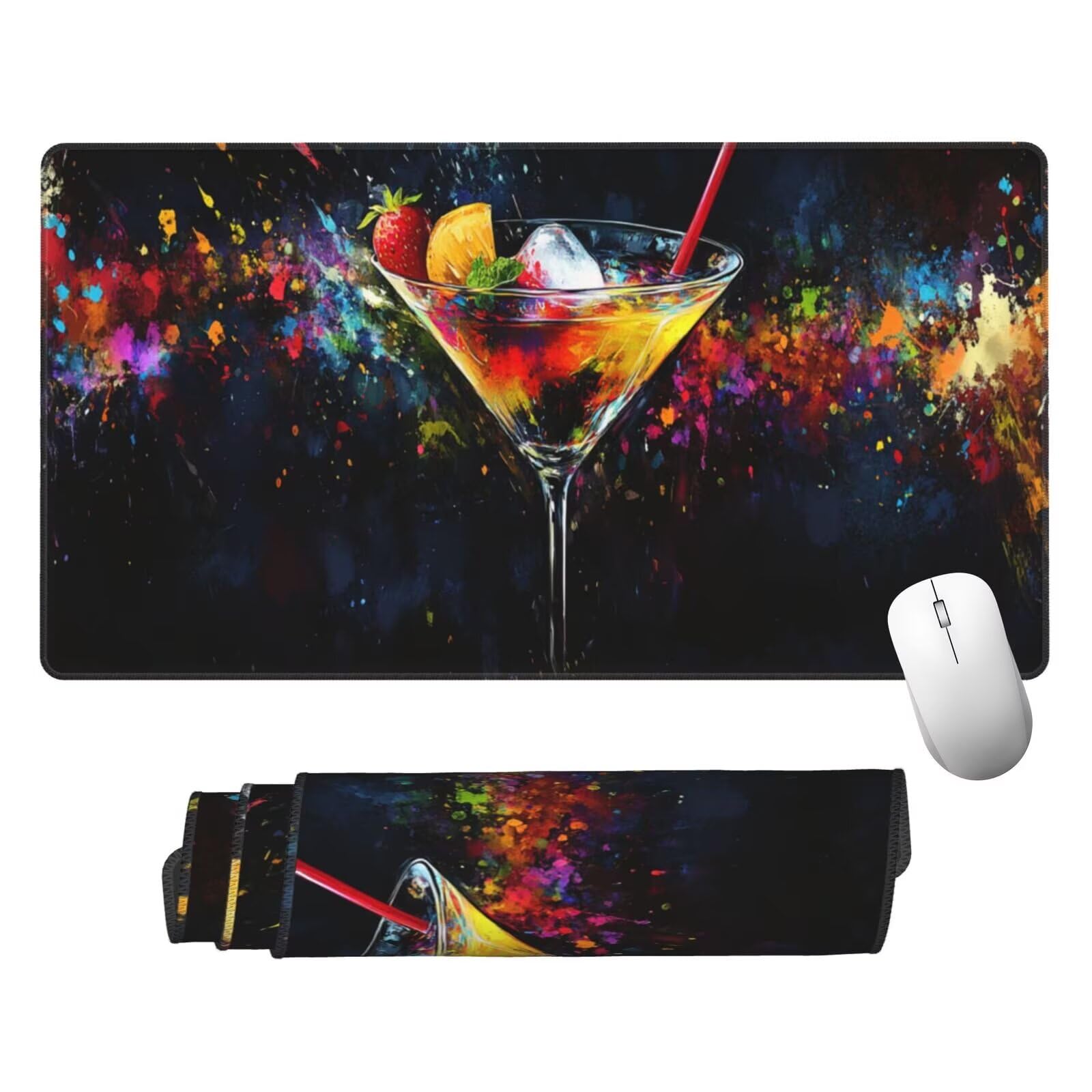 Kolorowa podkładka pod mysz XXL owocowa mata na biurko 1600 x 800 x 3 mm zmywalna podkładka do gier na laptopa, z antypoślizgową gumową podstawą do gier, PC, pracowników biurowych Y1369
