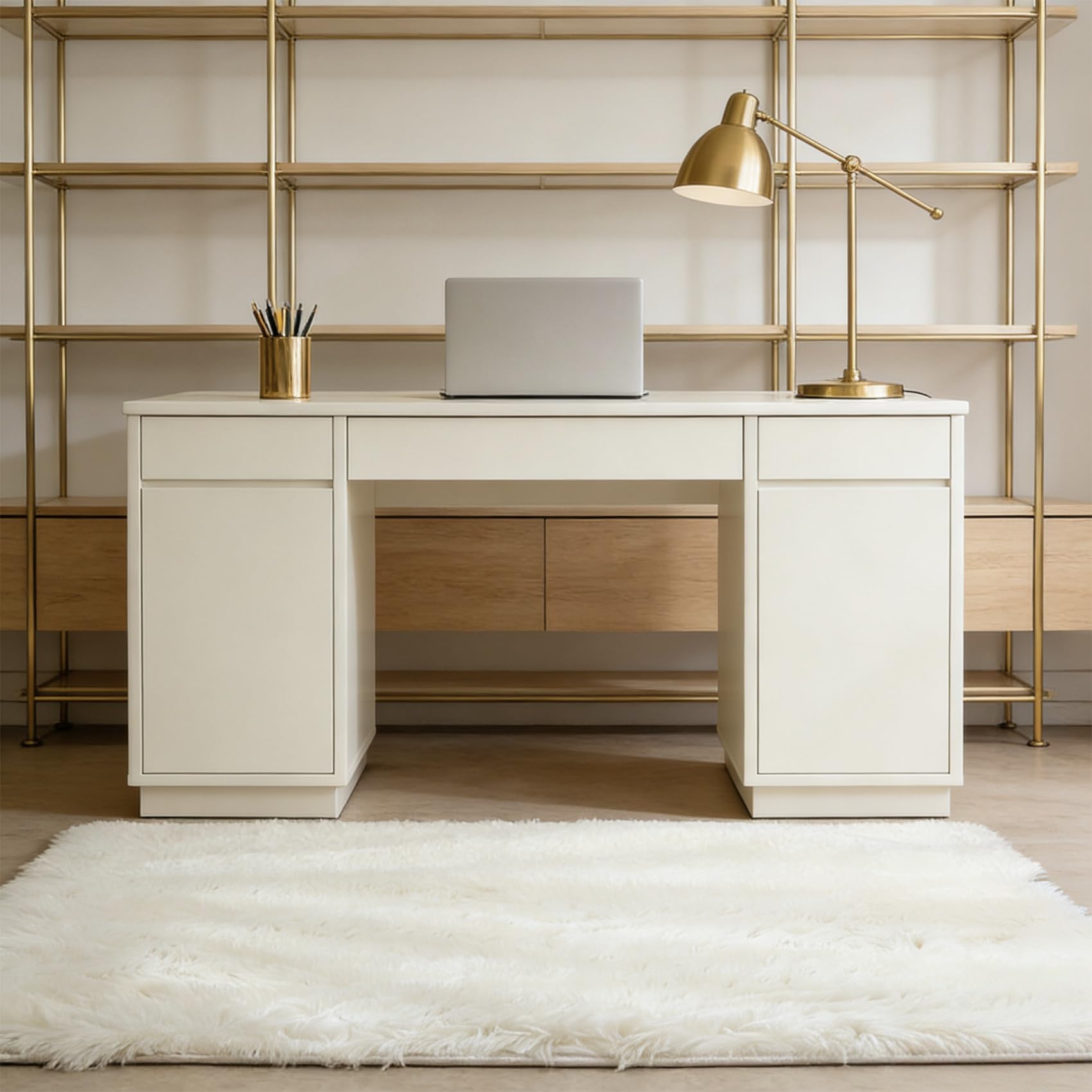 Tapis moelleux pour salon et couloir créant une ambiance cosy blanche