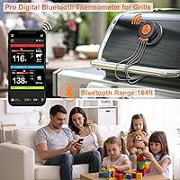 Vista 3 de Termómetro Digital para Ahumador - Termómetro Digital Bluetooth para Parrilla Exterior - Termómetro Big Green Egg - Incluye 2 Sondas - Regalo