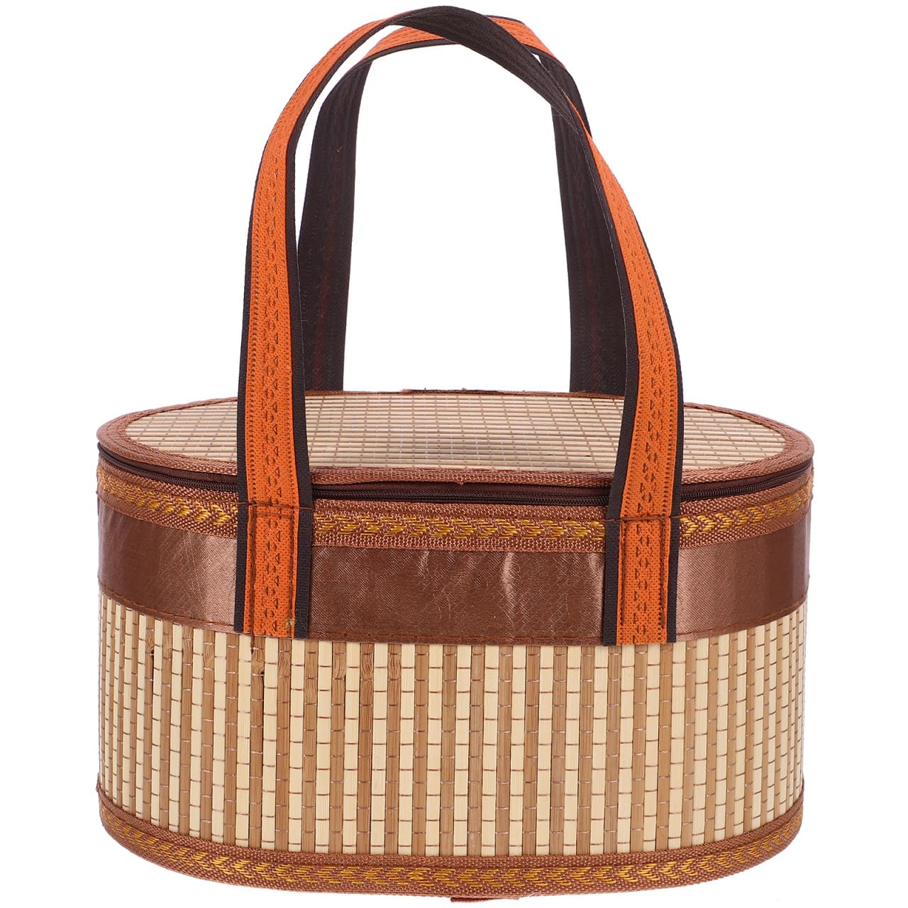 STOBAZA Wicker Picnic Basket with Lid and Handle, Handmade Woven Bamboo Basket, Hand Food Storage Tote Bag for Home Kitchen and Outdoor Picnic Camping