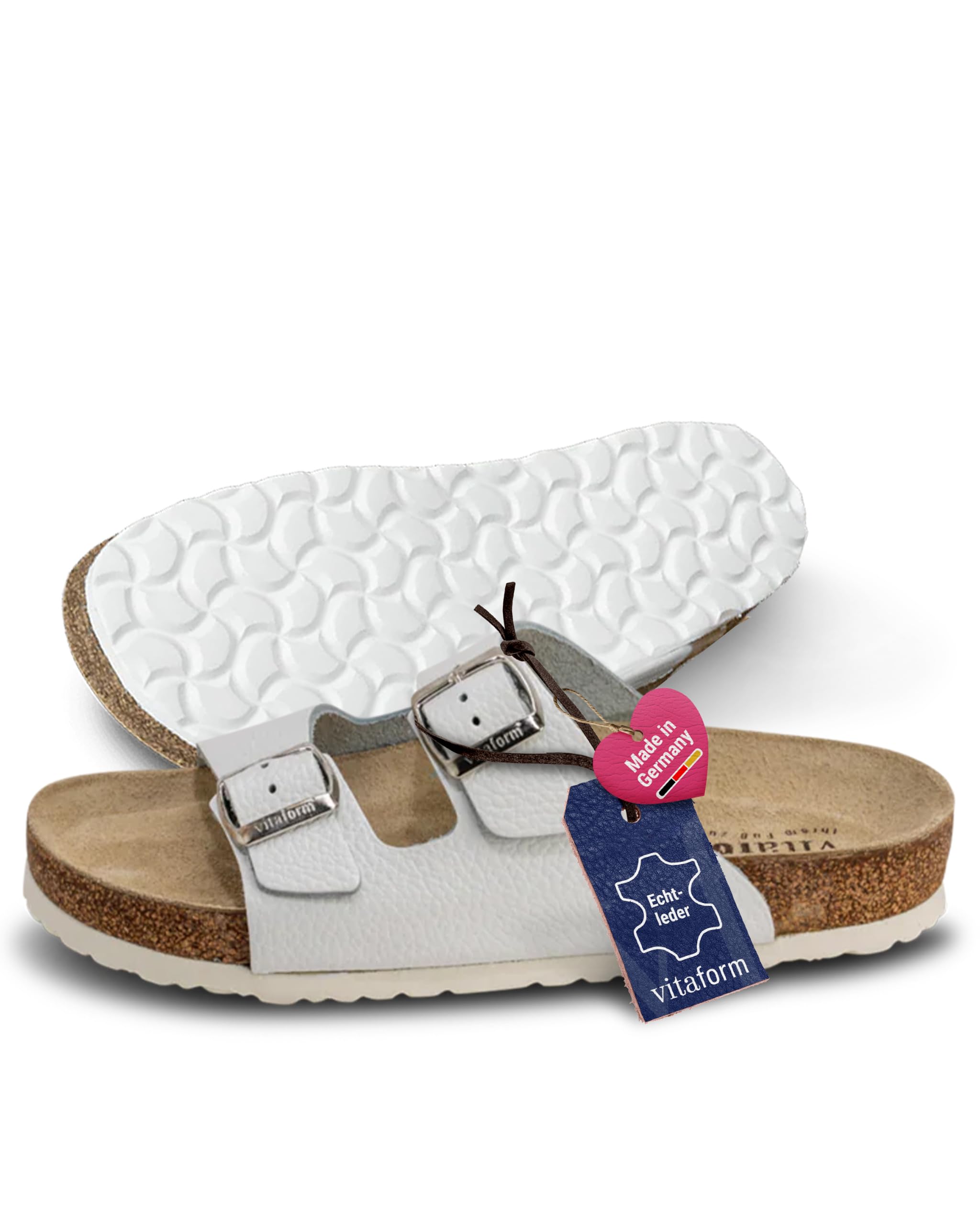 VITAFORM Pantoletten Unisex Weite H Vollrindleder | Arbeitsschuhe, Hausschuhe, Sommerschuhe, Pantoffeln, Naturkork-Fußbett, Komfortweite H, Größe 35-50, Handmade in Germany