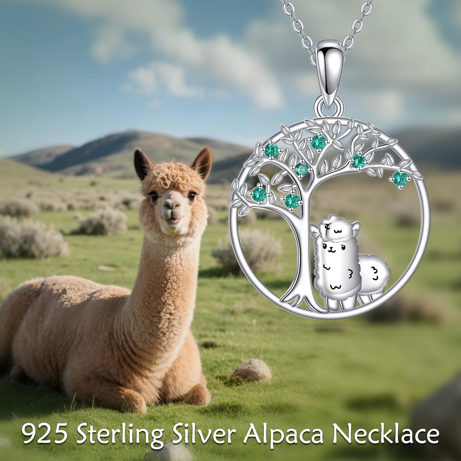 Alpaca Necklace S925 Sterling Silver Tree of Life Llama Pendant Necklaces Animal Jewelry Gifts for Women Alpaca Lovers - Image 4