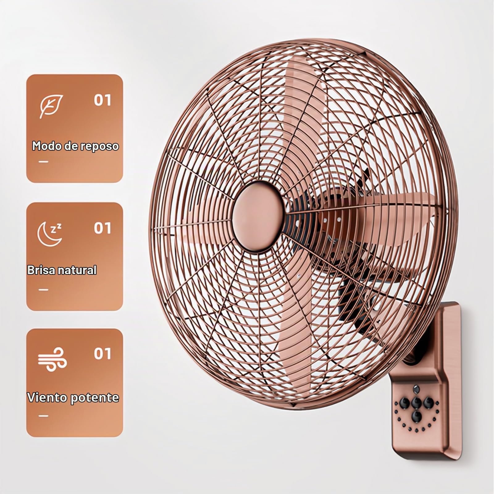 Ventilador de Pared Retro con Mando, Motor DC 60W Ultra, Silencioso, 3 Velocidades, Cabezal Ajustable e Inclinable, para Salón/Cafetería(450mm)